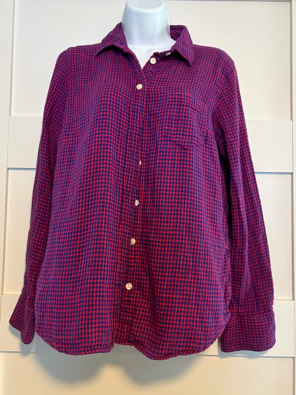 J. Crew Pink and Purple Plaid Button-Down Shirt